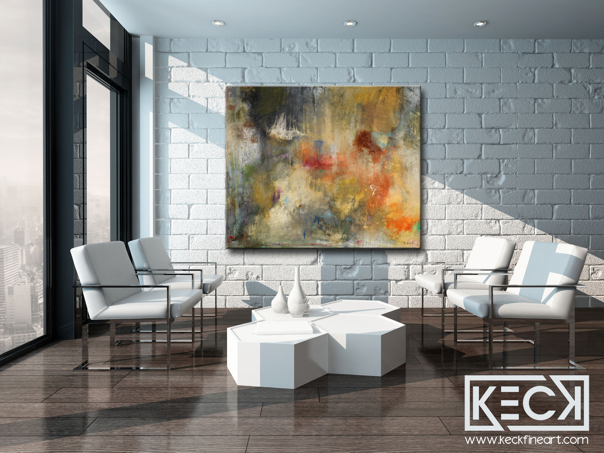Colorful abstract art prints for a dynamic wall display.  Raw & organic abstract art styles of Michel Keck.