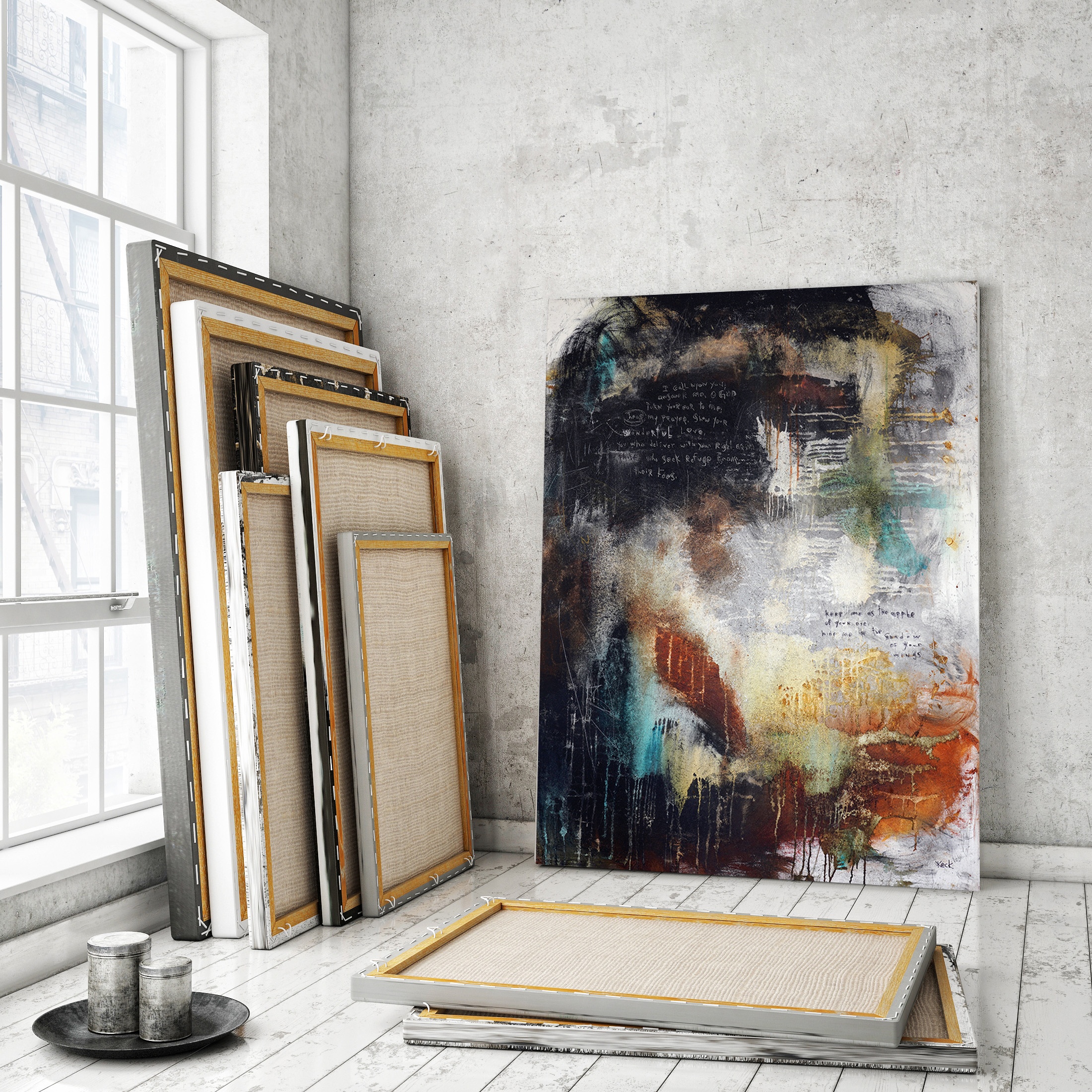 Abstract Scripture Art<br>Canvas Print<br>Under Your Wings