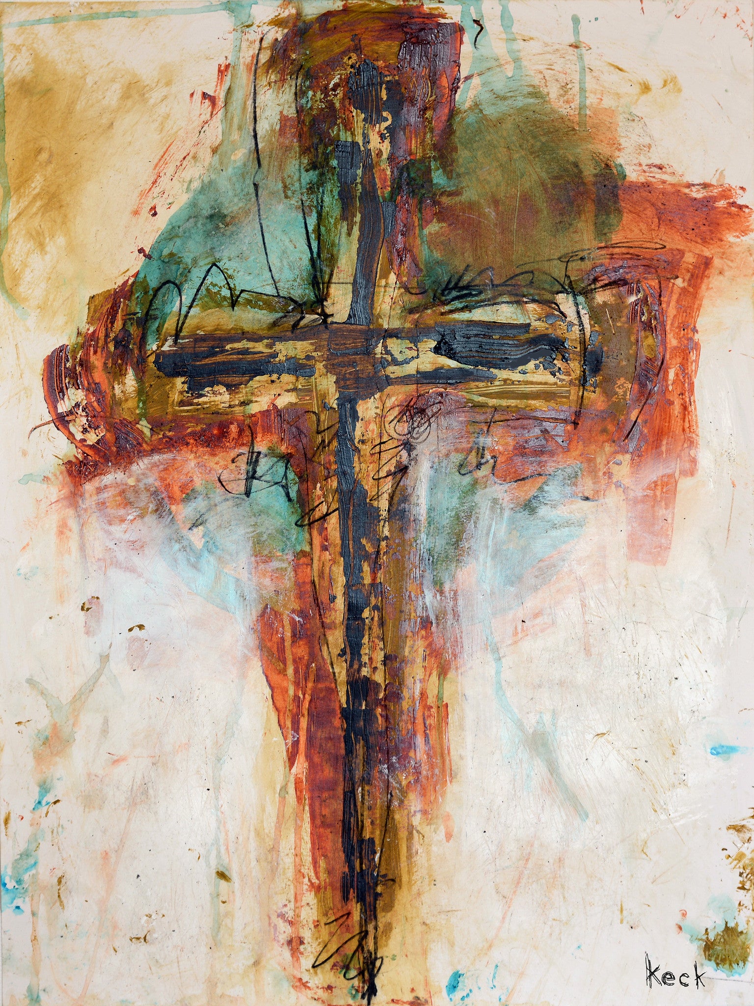 Abstract cross art paintings. abstract cross art prints by Michel Keck.
