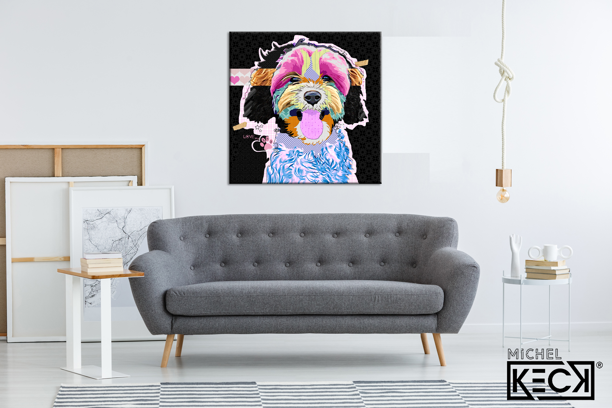 Colorful Dog art prints. If you need modern dog art prints we have a selection of over 50 dog art breeds for art prints on canvas.