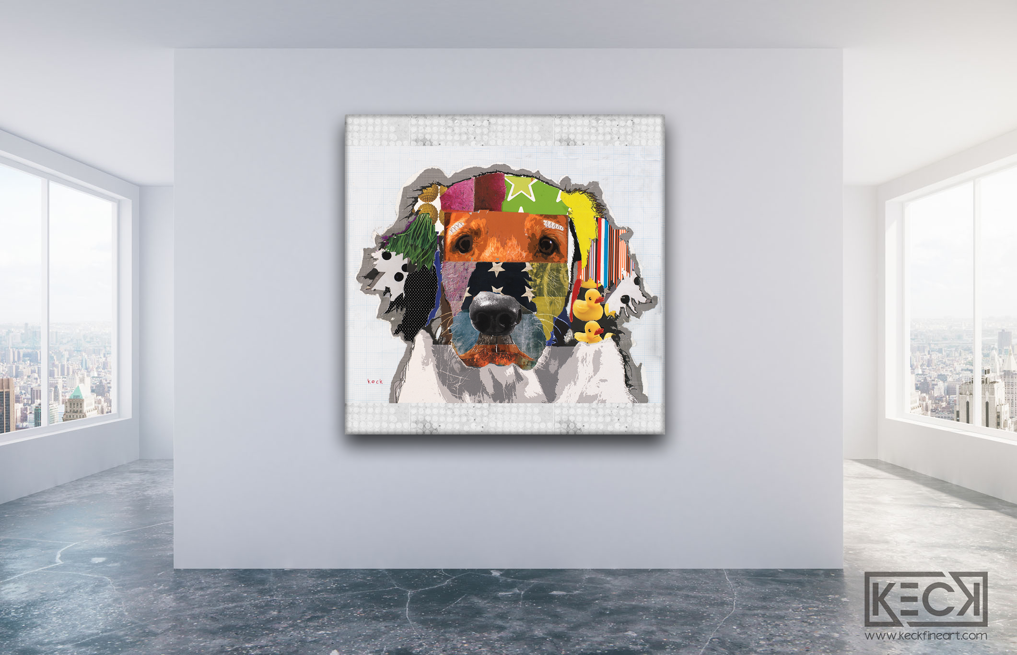 Modern Golden Retriever Art Prints. Large and colorful Golden Retriever. Golden Retriever pop art.