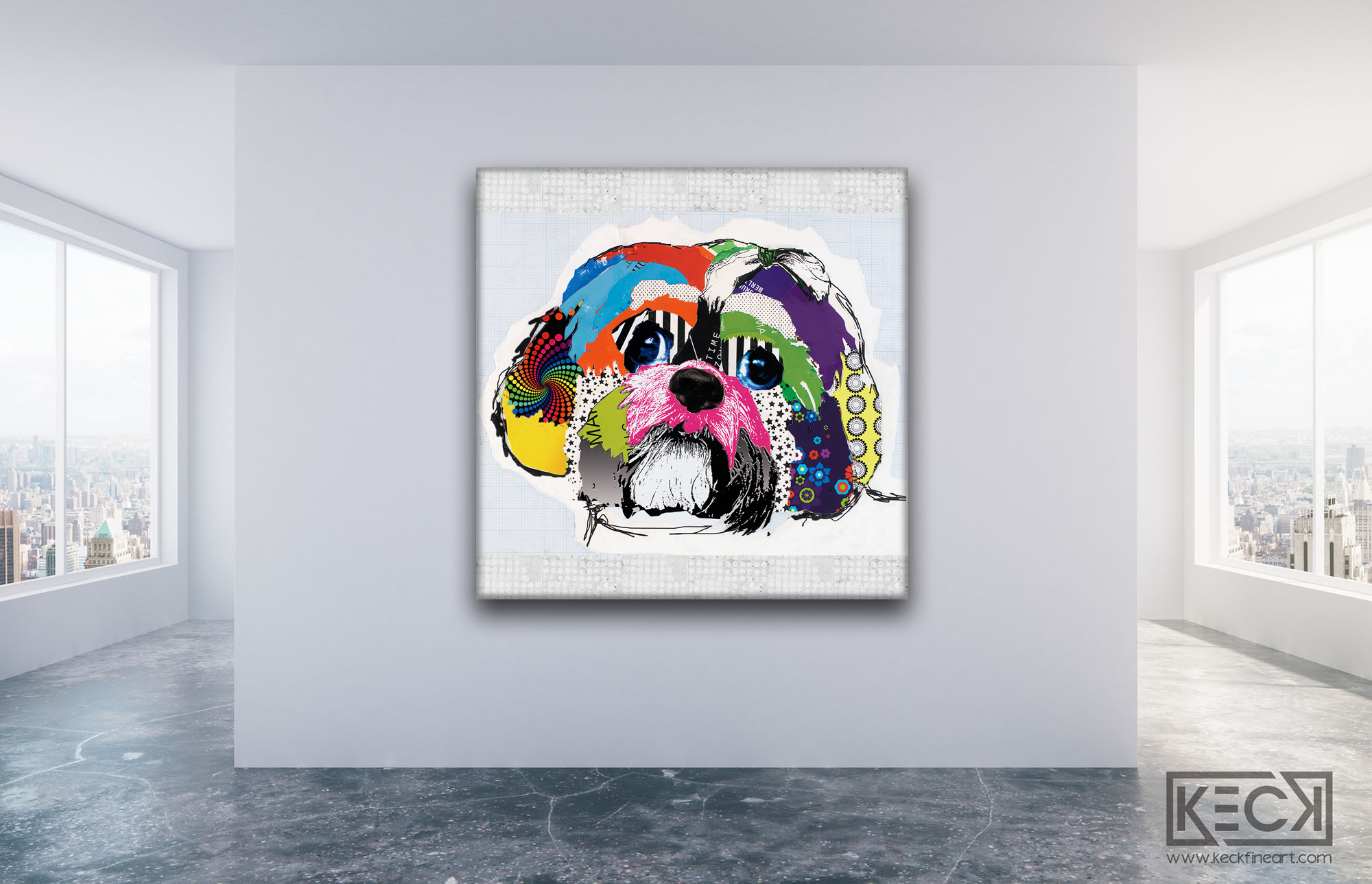 Abstract Dog Art Collage Canvas Prints Forsale