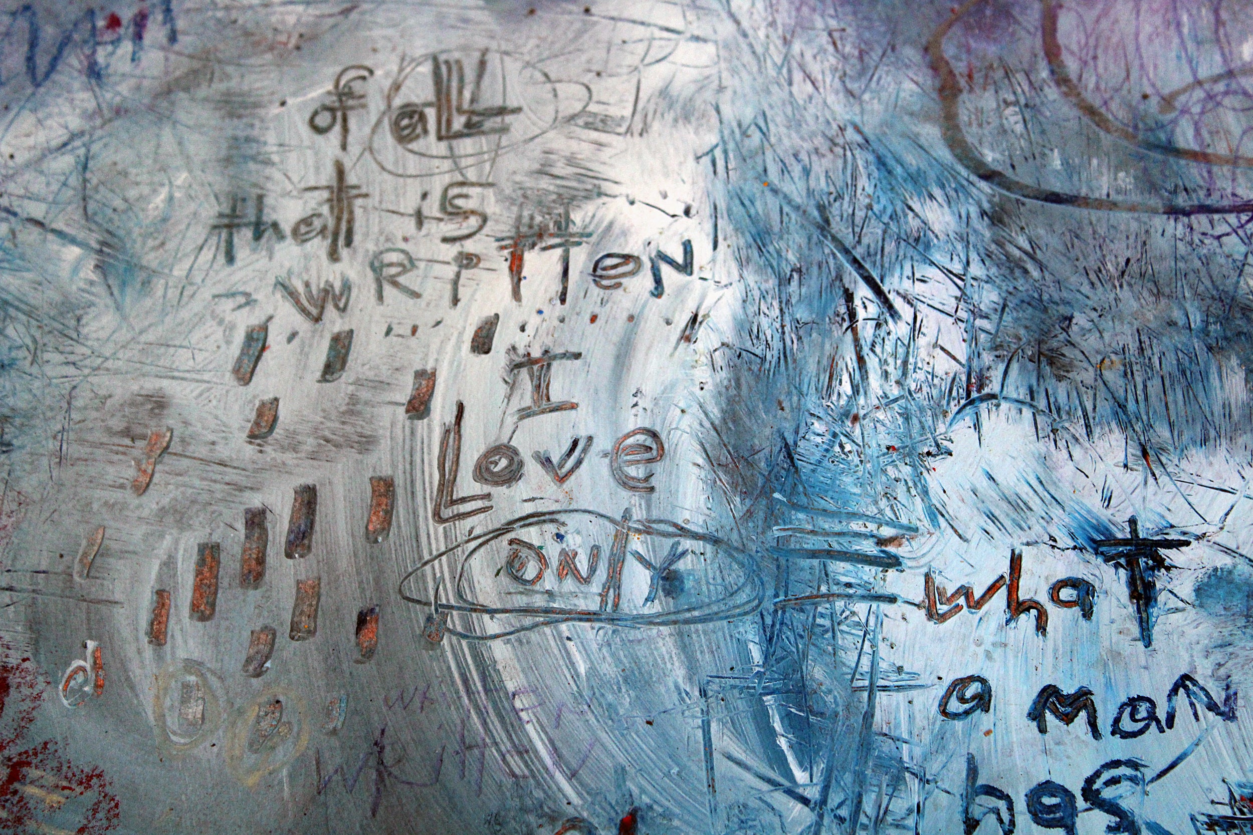 abstract artwork with quote from Friedrich Nietzsche of all that is written I love only