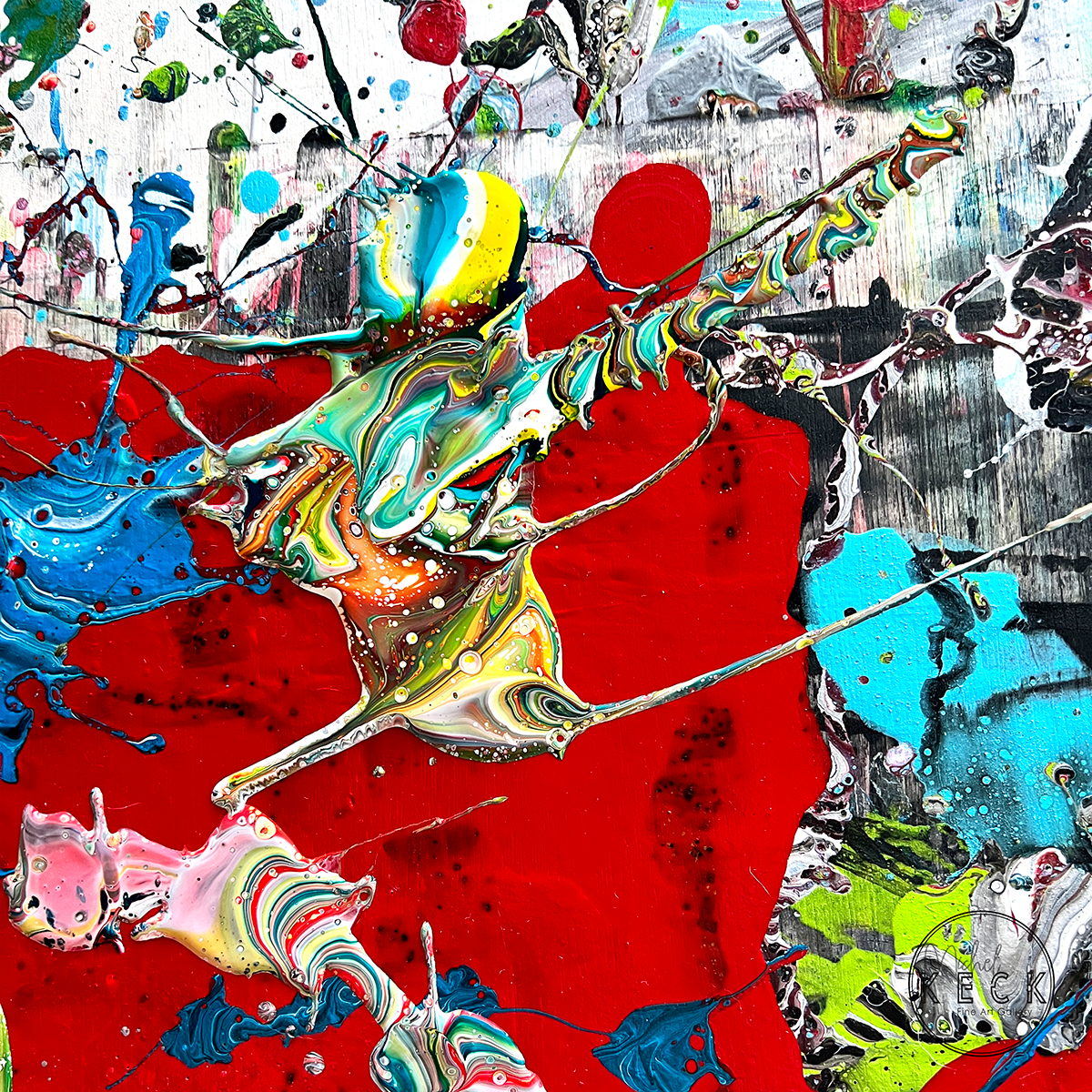 Huge oversized abstract energy paintings and art prints by abstract artist Michel Keck. Colorful abstract art paintings and prints.