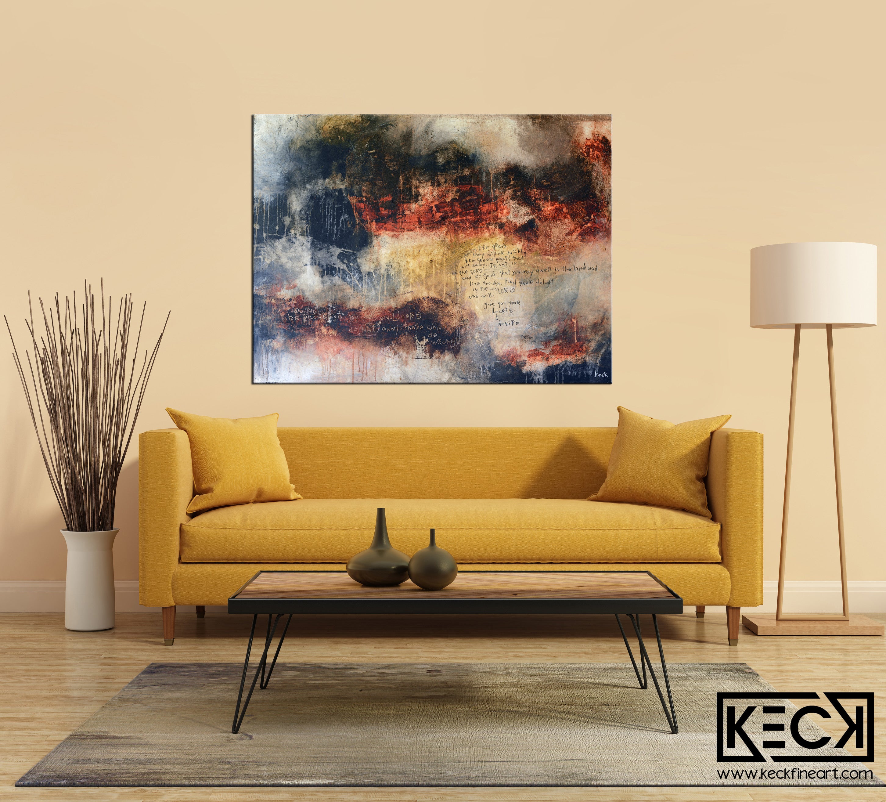 Oversized abstract art paintings with scripture.  