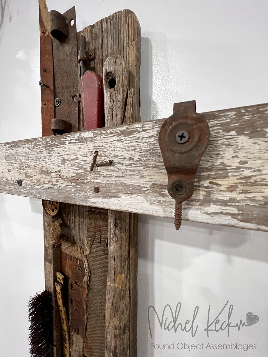 Unique one of a kind cross art assemblages made from recycled items and found objects. CROSS ART ASSEMBLAGES