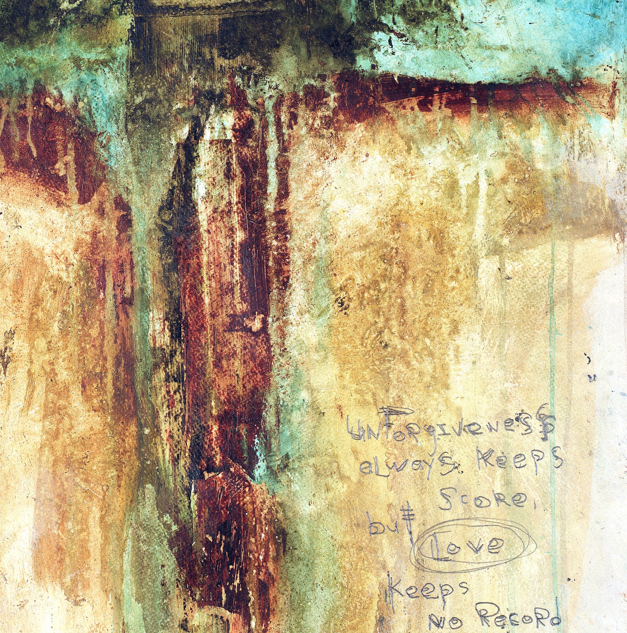 Spiritual scripture and cross art by Michel Keck.