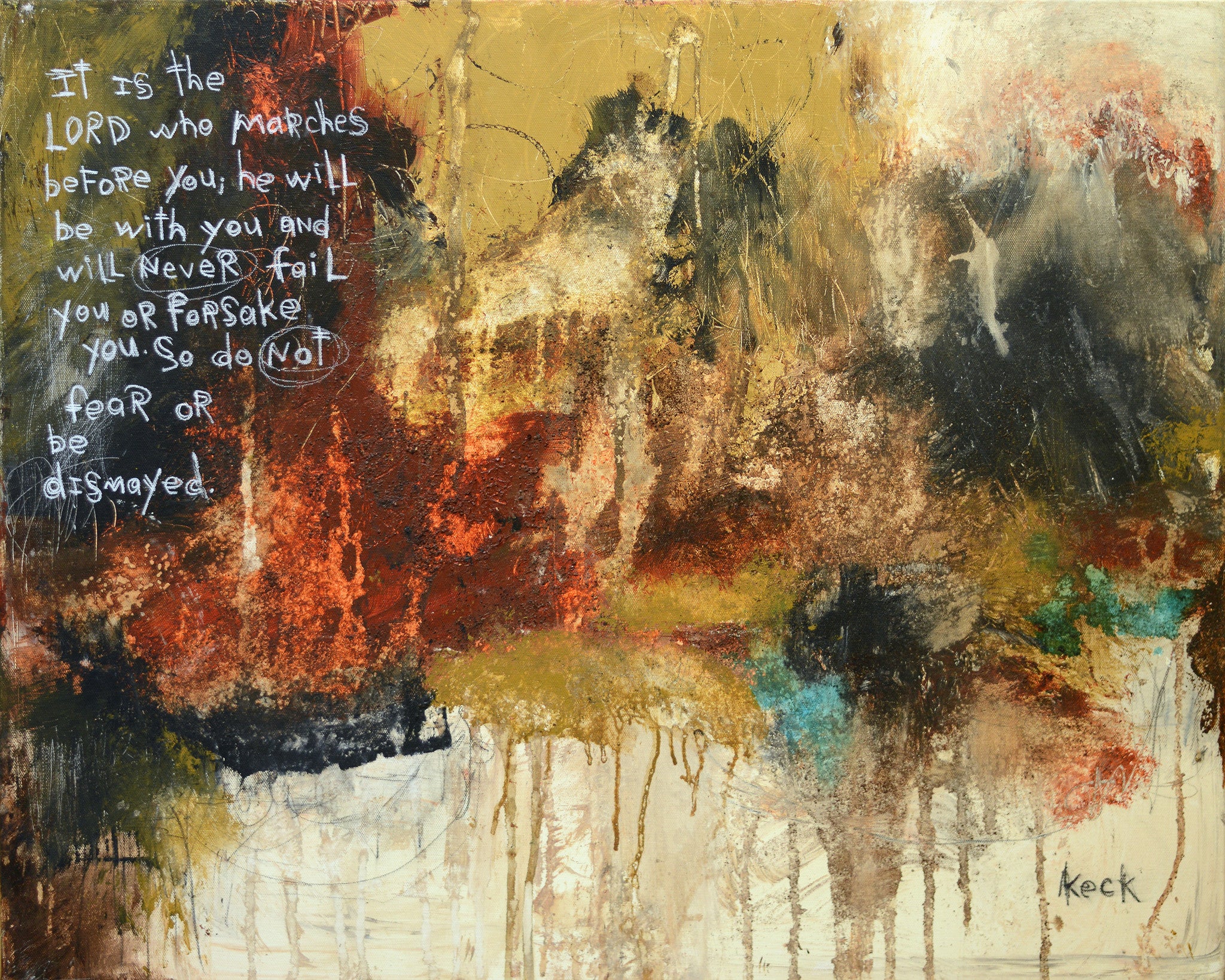 Scripture Art <br>Abstract Canvas Print<br> Deuteronomy 31:8