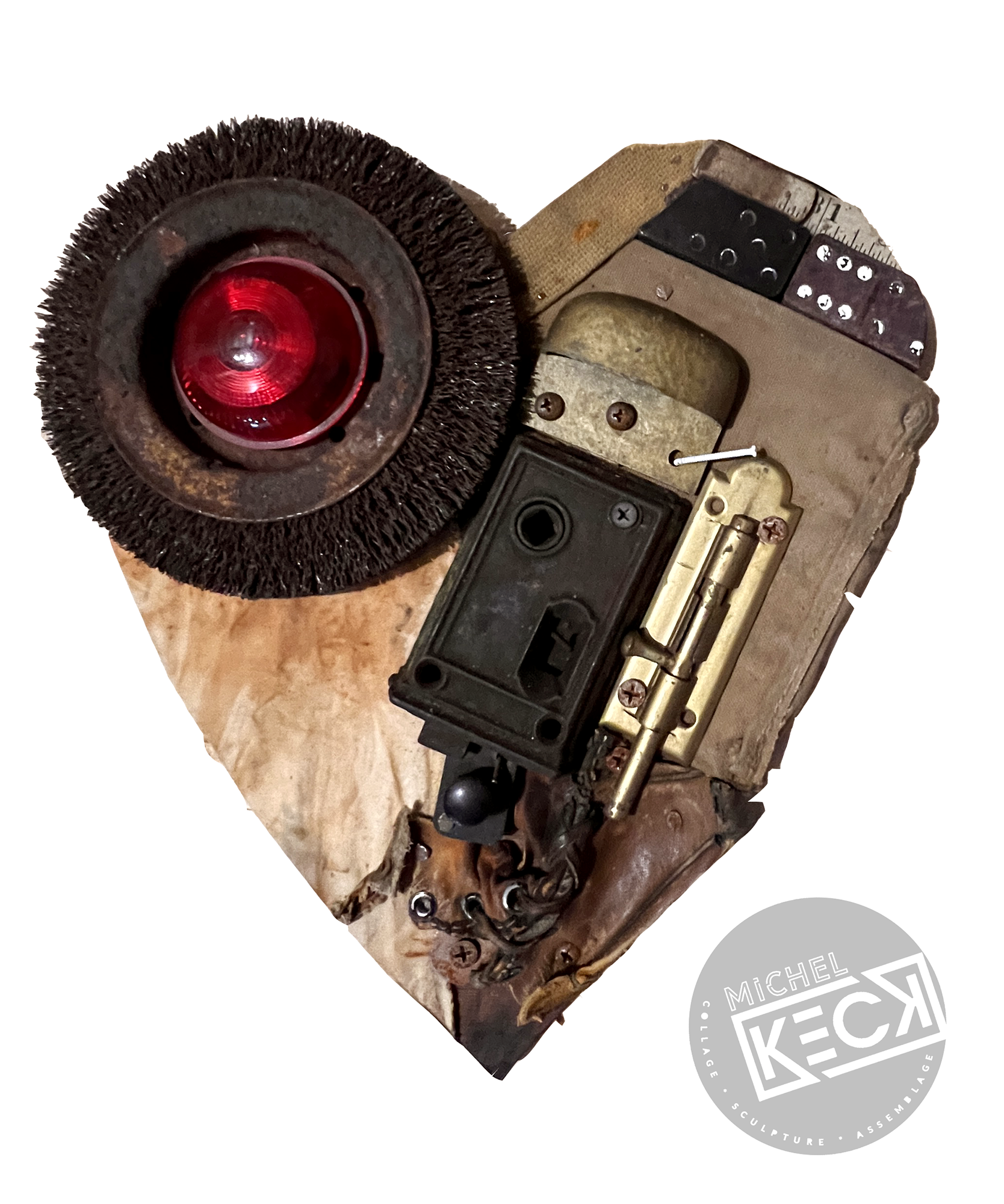 Found object reclaimed heart wall sculpture