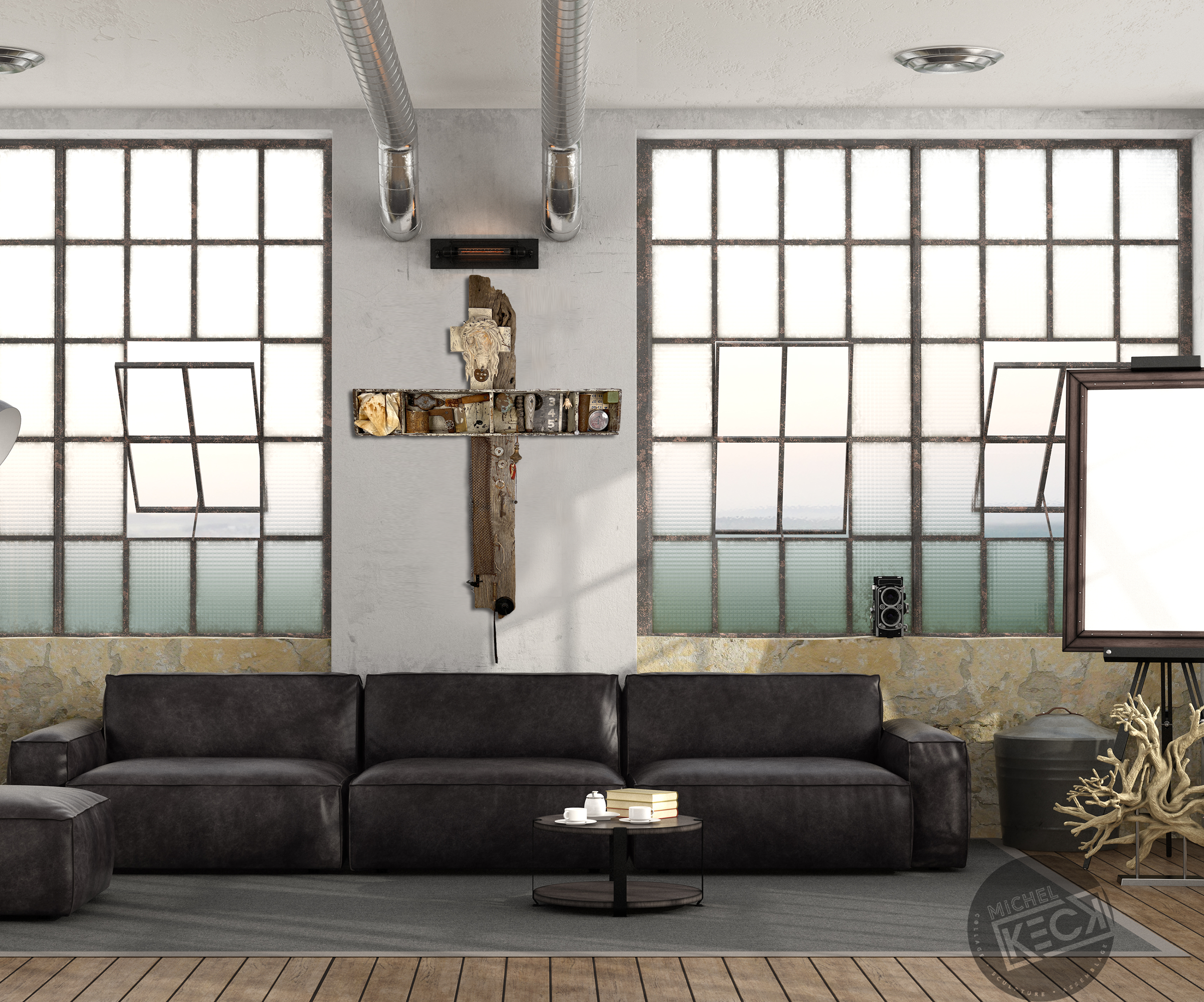 CROSS ART: Found Object Art Crosses.  Wall Cross Art assemblages made from recycled materials and found objects by Michel Keck. Cross Art Assemblages - original cross art by Michel Keck.