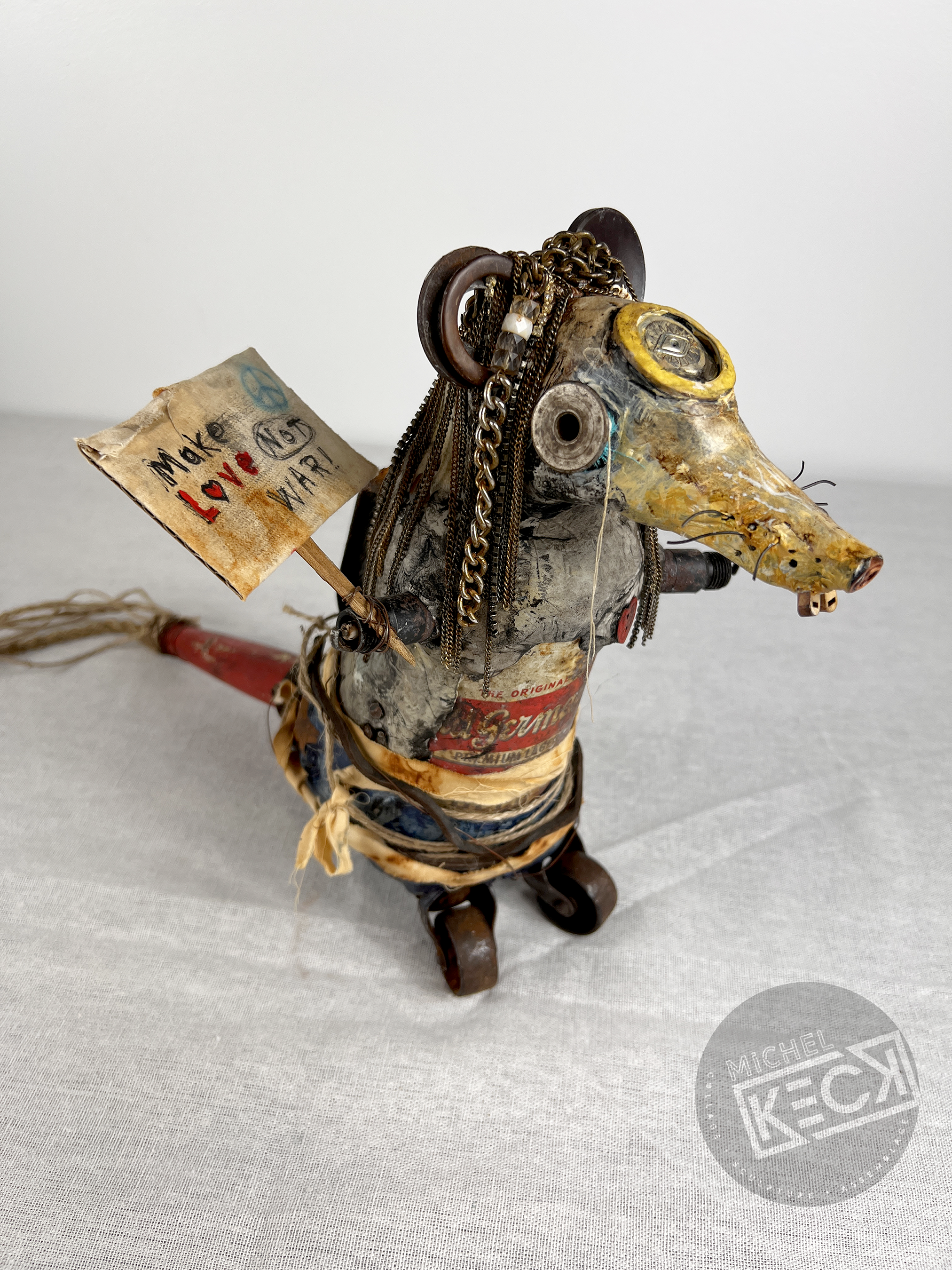 Beer Can Rat Sculpture <br> Make Love Not War
