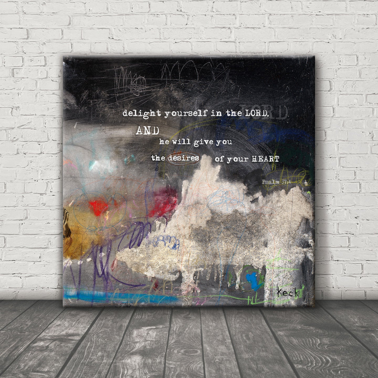 Michel Keck's emotive scripture abstract art prints.