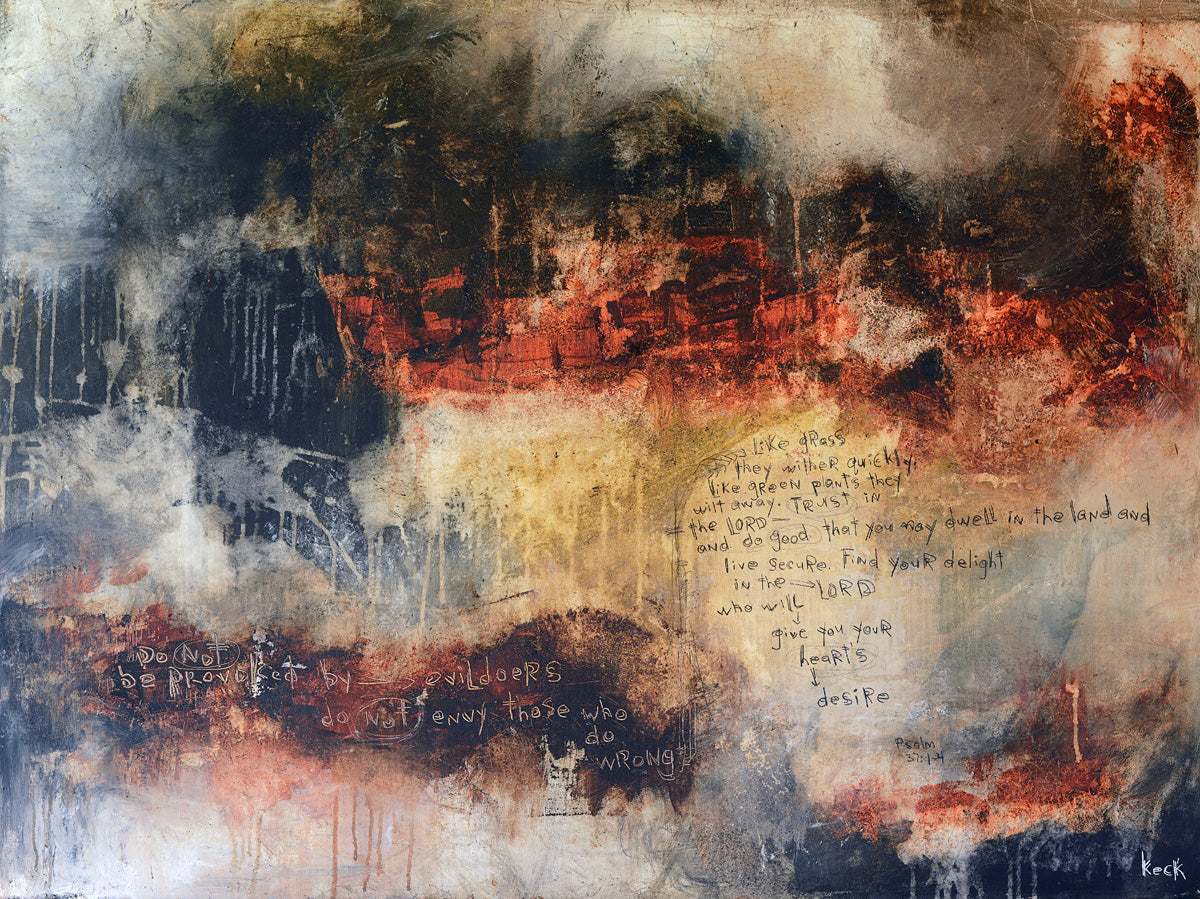 Contemporary abstract art with scripture and bible verse.  Modern faith based artwork.  Christian inspired abstract art paintings and prints