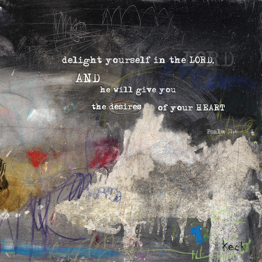 bold, dark, colorful scripture art by Michel Keck.