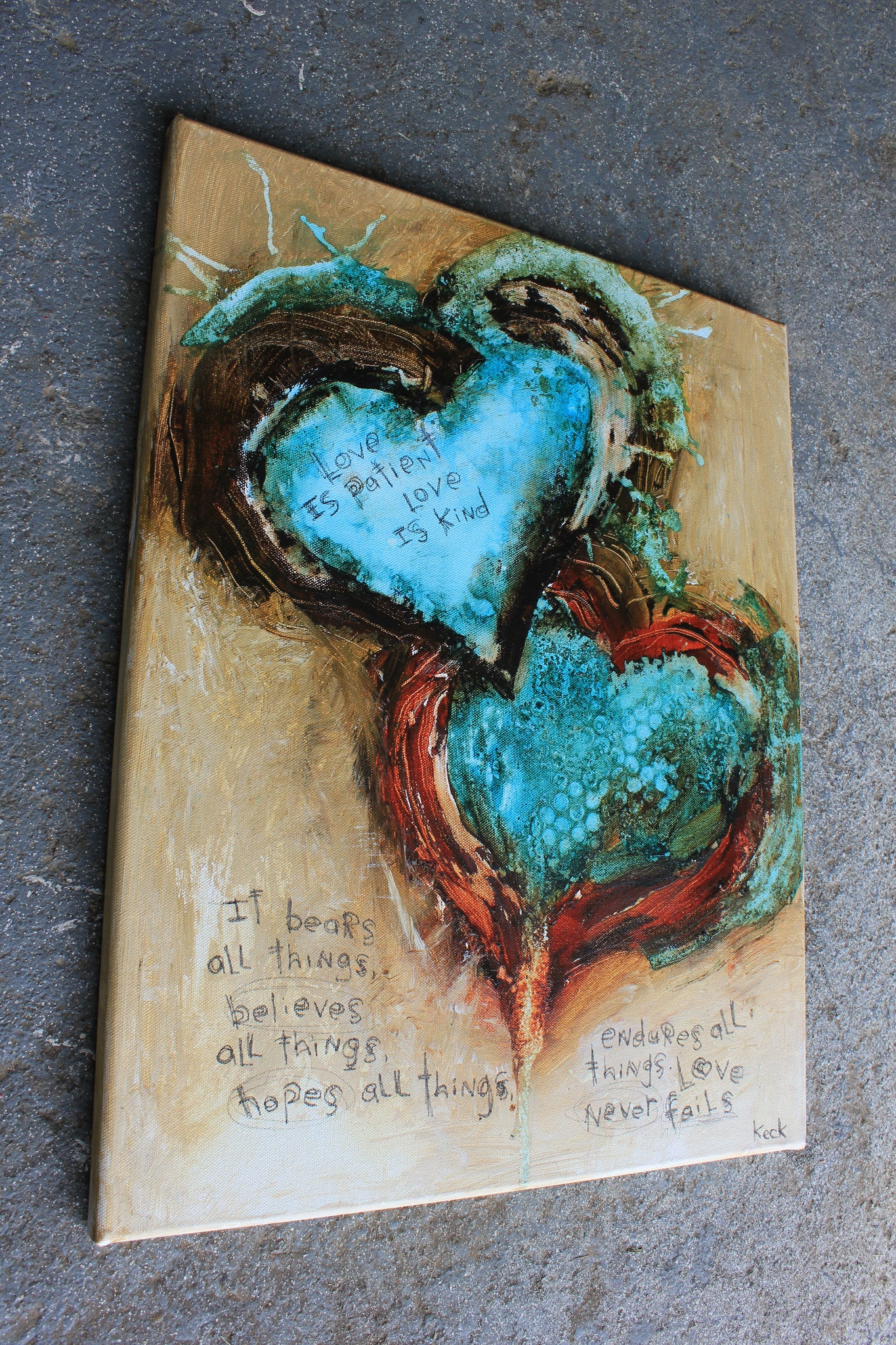 Abstract Scripture Heart<br> Canvas Print<br> 1 Corinthians 13 Verse