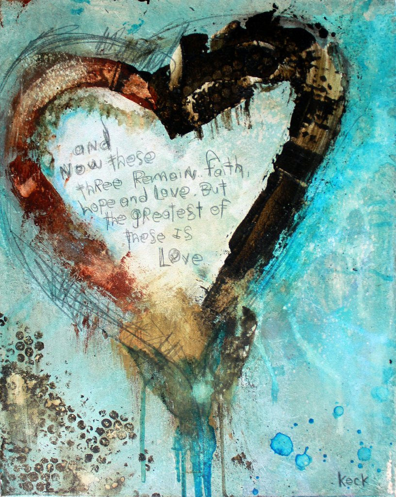 Abstract Scripture Heart<br>Canvas Print<br>1 Corinthians 13 Verse