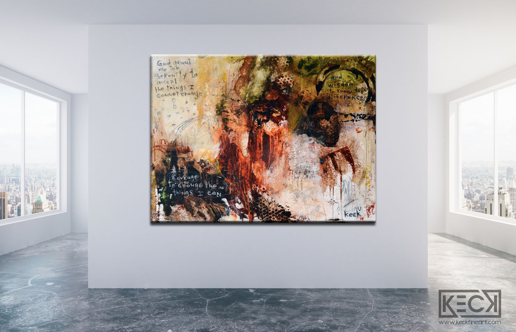 Scripture Art by Michel Keck.  Serenity Prayer Paintings by Michel Keck.  Serenity prayer abstract art print on canvas and paper. 