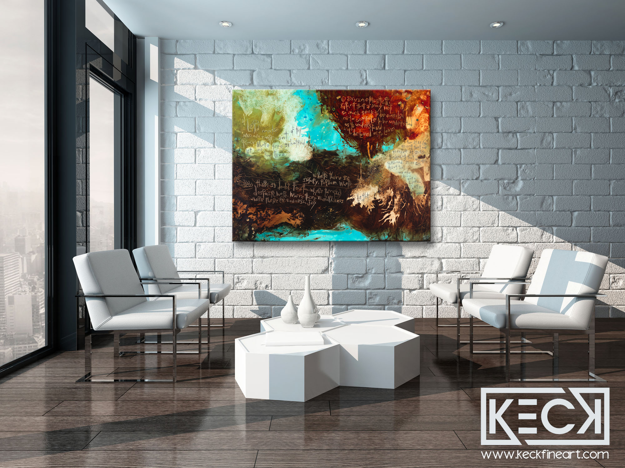 Abstract art prints with scripture and prayer