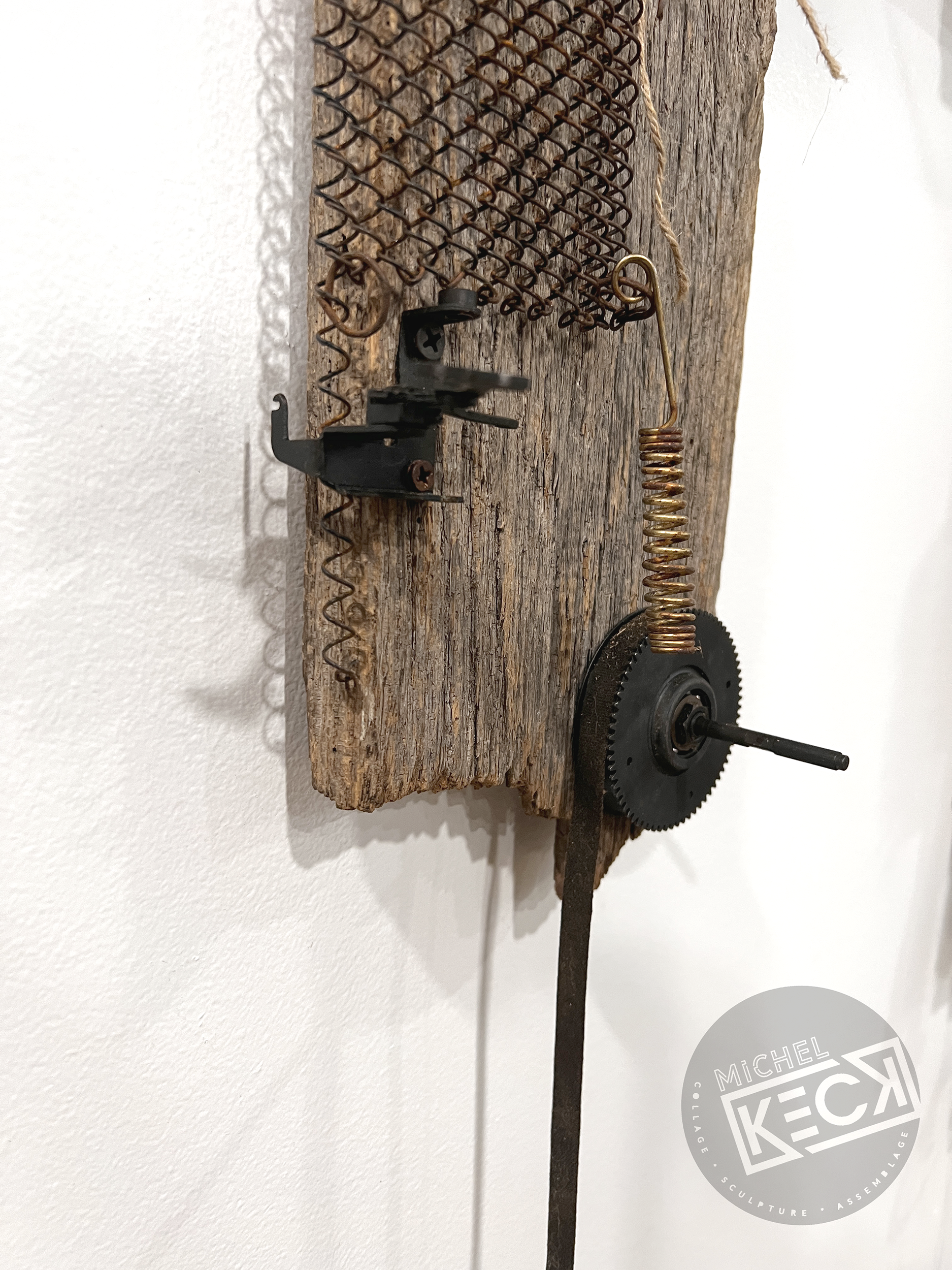 Crosses made from unusual objects, junk, found objects assembled in the cross, crucifix form.  Mixed Media artist Michel Keck's cross art assemblages.  One of a kind cross art. 