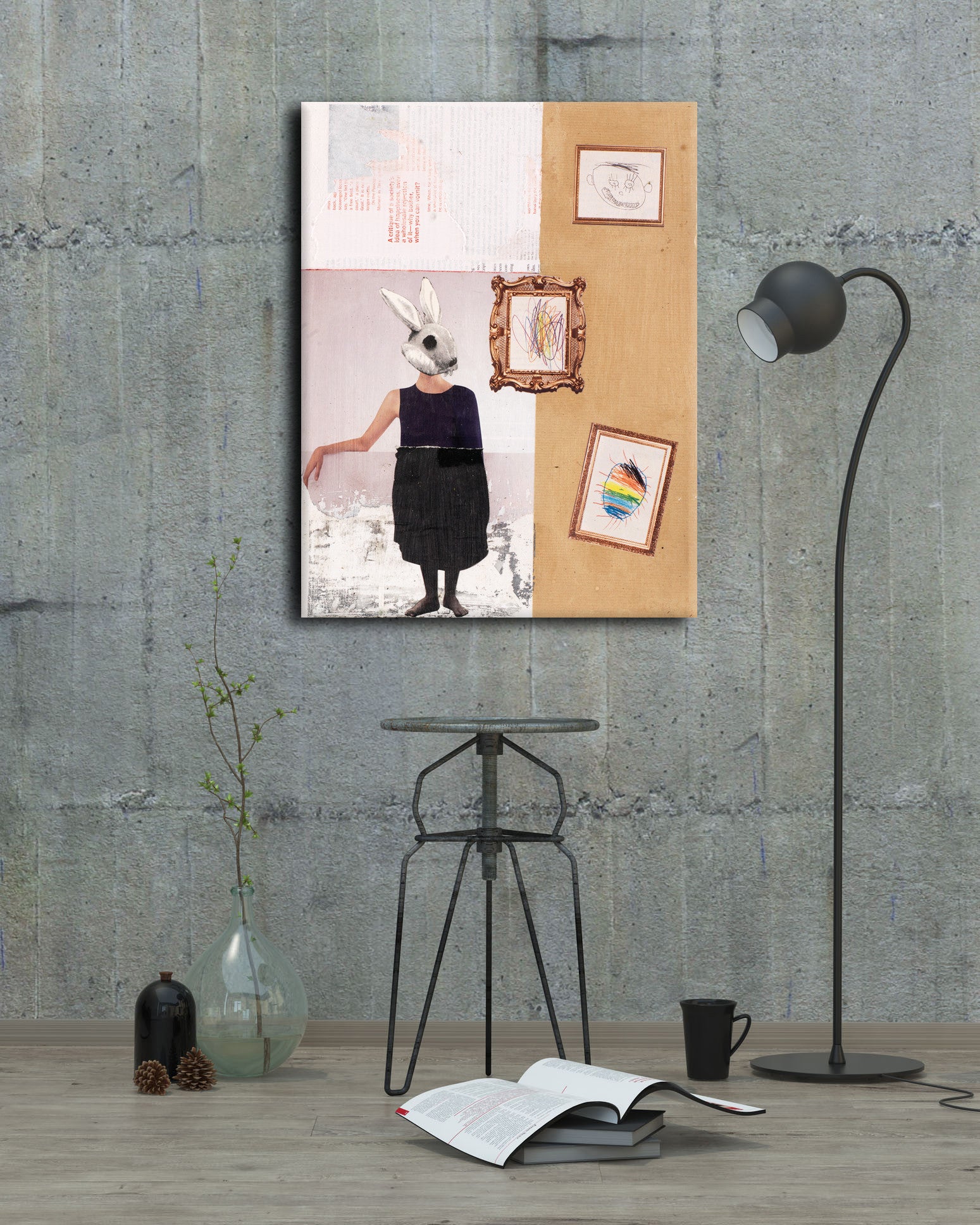 Collage Art Print<br>On Canvas <br>The Art Critic