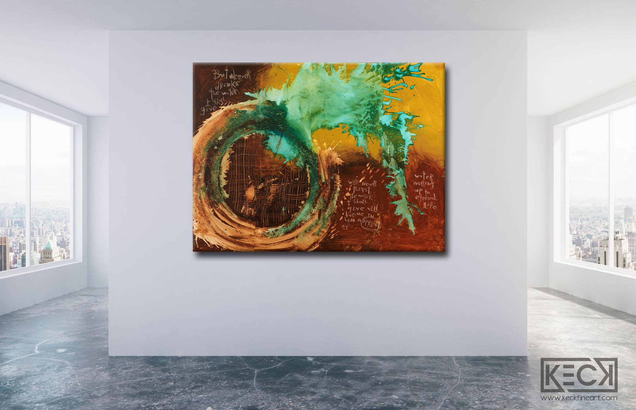 large selection of abstract scripture art by michel keck