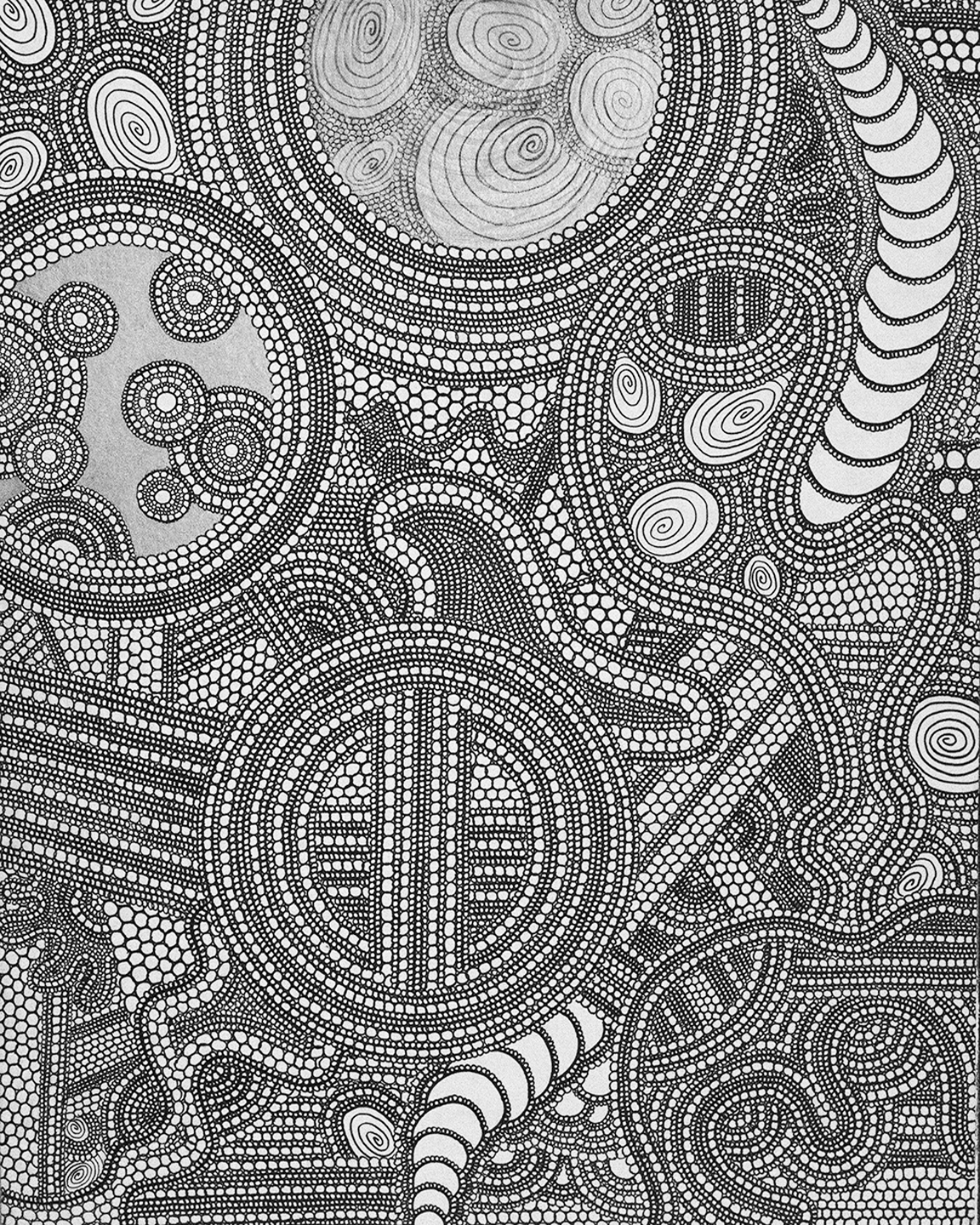 Black & White Art<br>Abstract Canvas Print<br>of Circle Drawing #127