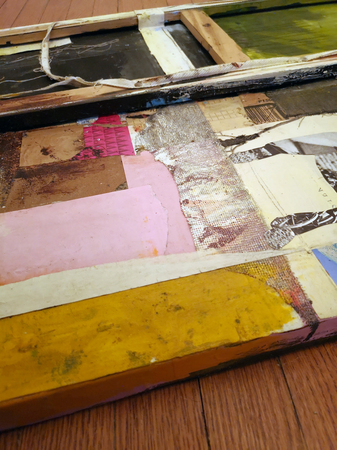 Original Mixed Media Painting<br> on Canvas in Floating Frame<br>Title: Hard Knock Life