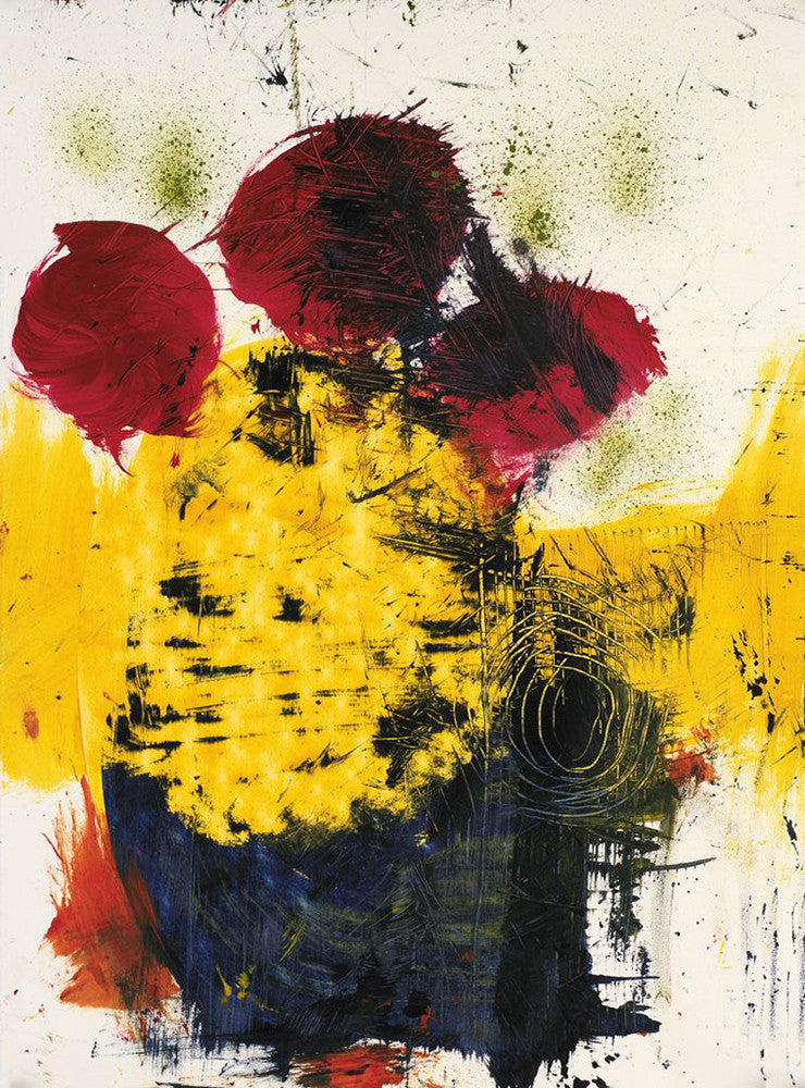 Yellow, red, orange and blue | colorful abstract art print of Michel Keck.