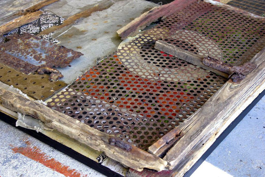 Mixed Media Assemblages &  Found Object Art Gallery:  Wall art assemblages made from discarded items and found objects by artist Michel Keck. 