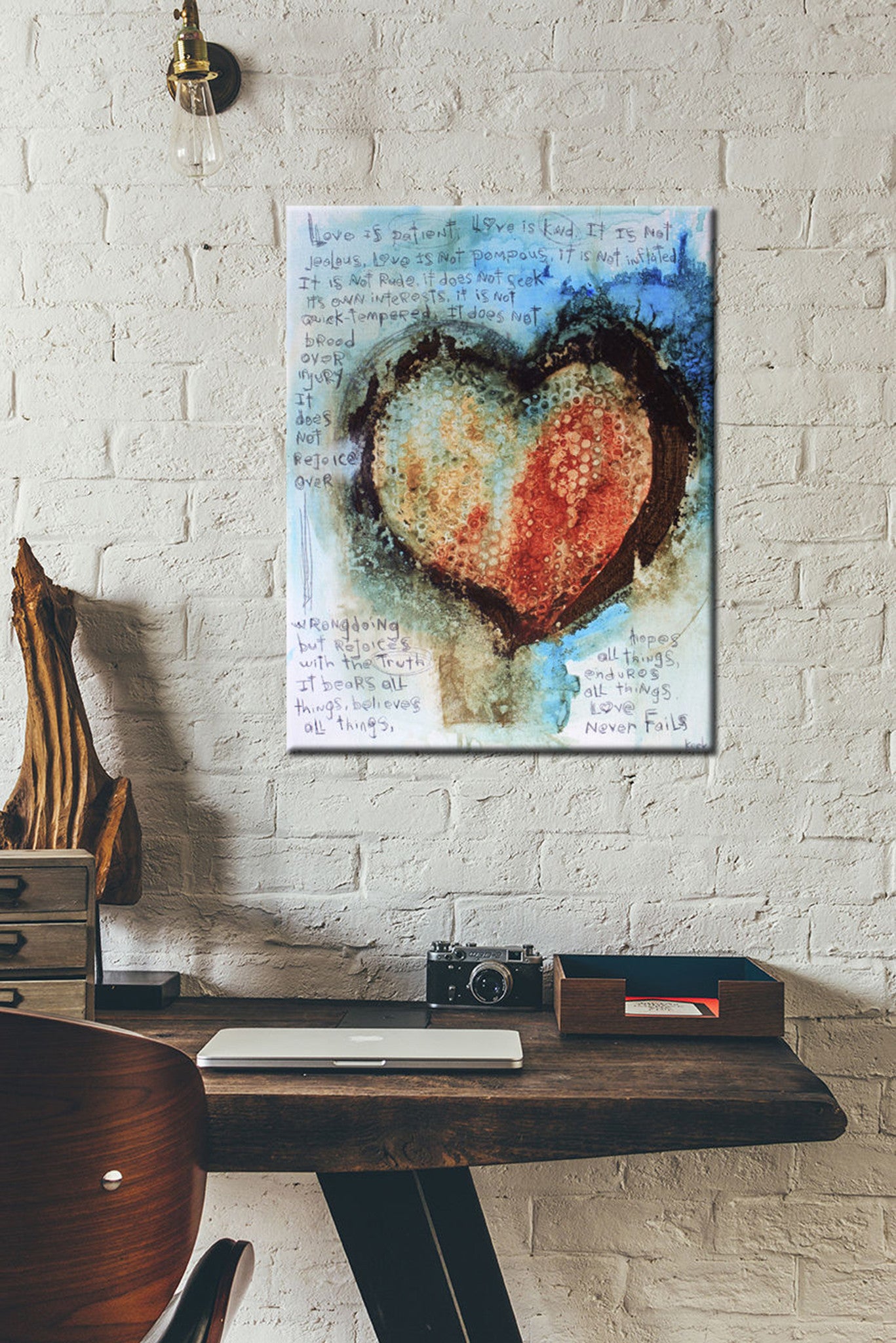Abstract Scripture Heart<br>Canvas Print<br>1 CORINTHIANS 13