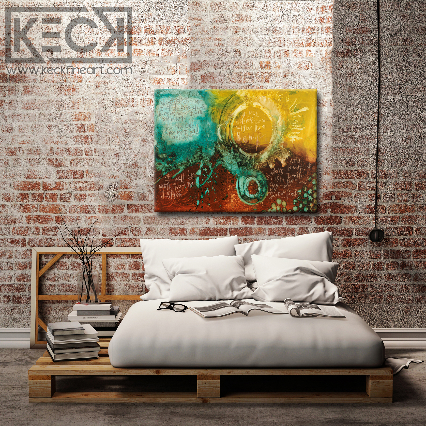 Faith based Christian inspired abstract art prints. Whomever clings to me I will deliver. abstract scripture art print by Michel Keck